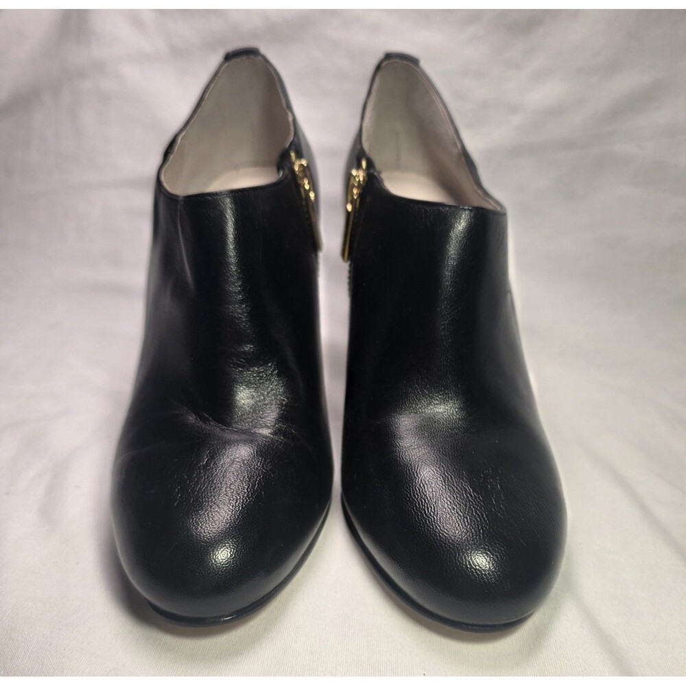 Michael Kors Black Leather Stiletto Pumps Bootie Zipper Pointed Toe Zip Size 7